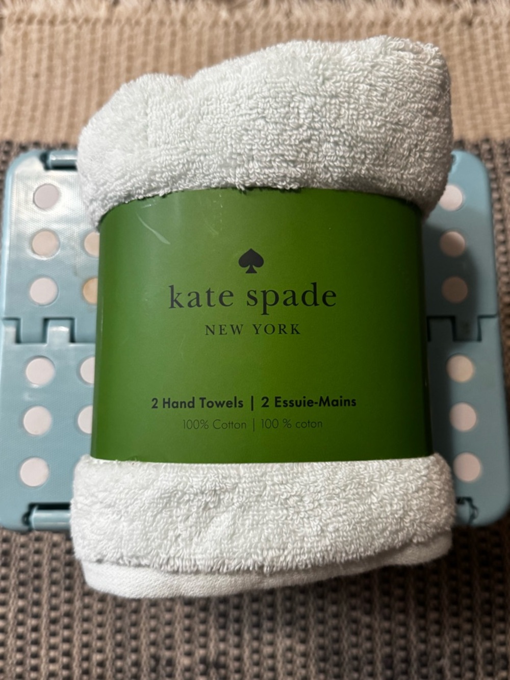 New in packaging. Set of two hand towels. 100% cotton